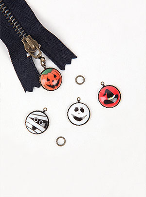 [ジッパー/ジッパーリング/真(Charm)] ハロウィン円形ジッパーリング