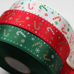 [リボン/テーブ/レース]クリスマス杖キャンディリボン（ギフト包装用）（1麻：90cm）