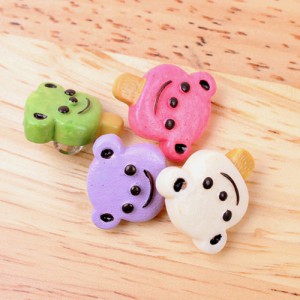 【キャラクターボタン】クマのアイスクリームボタン（16x18mm）