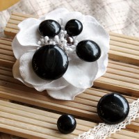 [角ボタン] 木目_ブラック(30mm)