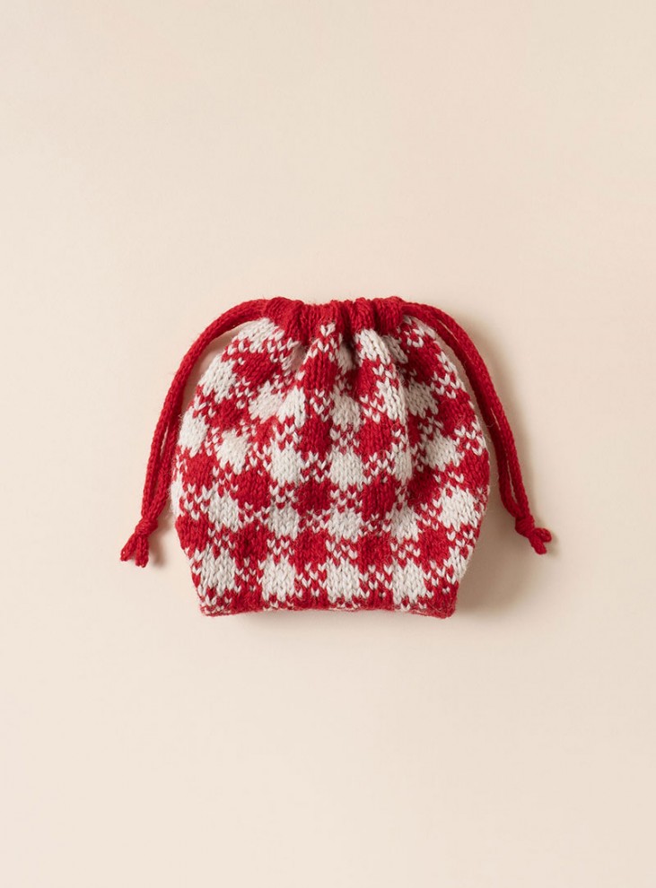 [DIY]ヴィンテージウールギンガムチェックストリングポーチ（動画）約3個分