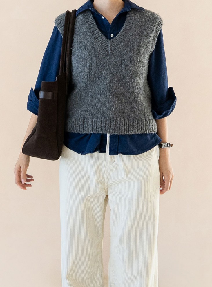 [DIY]ウールアルコールベーシックブイネックベスト（動画）